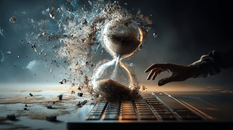 Imagen de un reloj de arena sobre un fondo oscuro