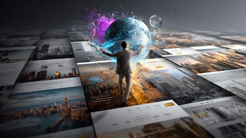 Pantalla de un ordenador mostrando un mundo de fantasia lleno de colores