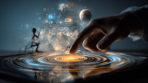 Dedo tocando la pantalla táctil de una tableta