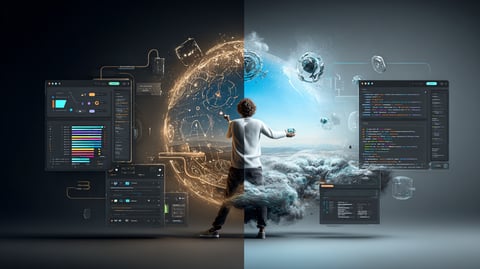 Desarrollador web trabajando delante de su ordenador