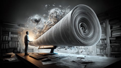 Pergamino de papel enrollado, pero de gran longitud