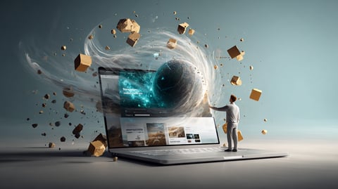 Ordenador mostrando una pagina web atractiva en la pantalla