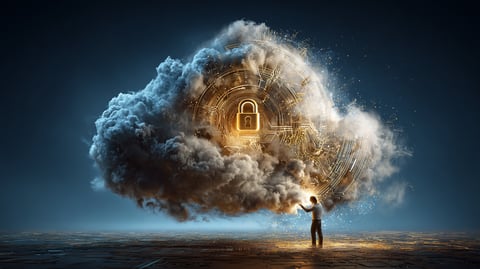 Imagen de una nube con un candado y una cerradura