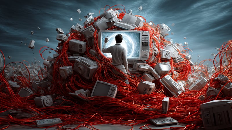 Un montón de ordenadores de diferentes tamaños y colores