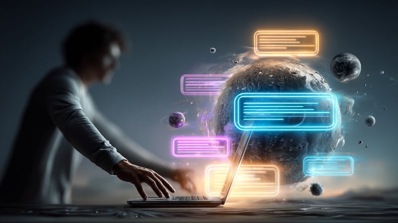 Un hombre visitando una página web desde su ordenador portátil