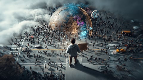 Gran manifestación recorriendo las calles de una ciudad