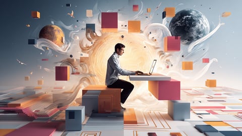 Un diseñador web trabajando en su portátil en la oficina