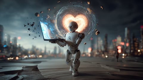 Fotografía de un robot paseando por la calle en una ciudad