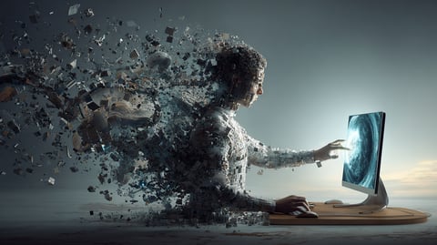 Ser humano digitalizándose en la pantalla un ordenador