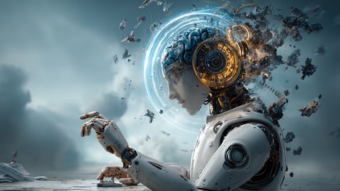 Imagen de un robot con forma humanoide controlado por un cerebro artificial