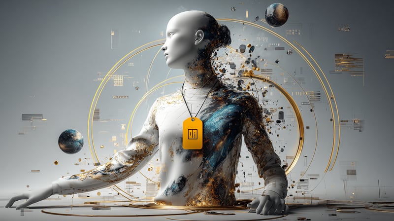 Maniquí humano con una etiqueta de su marca personal