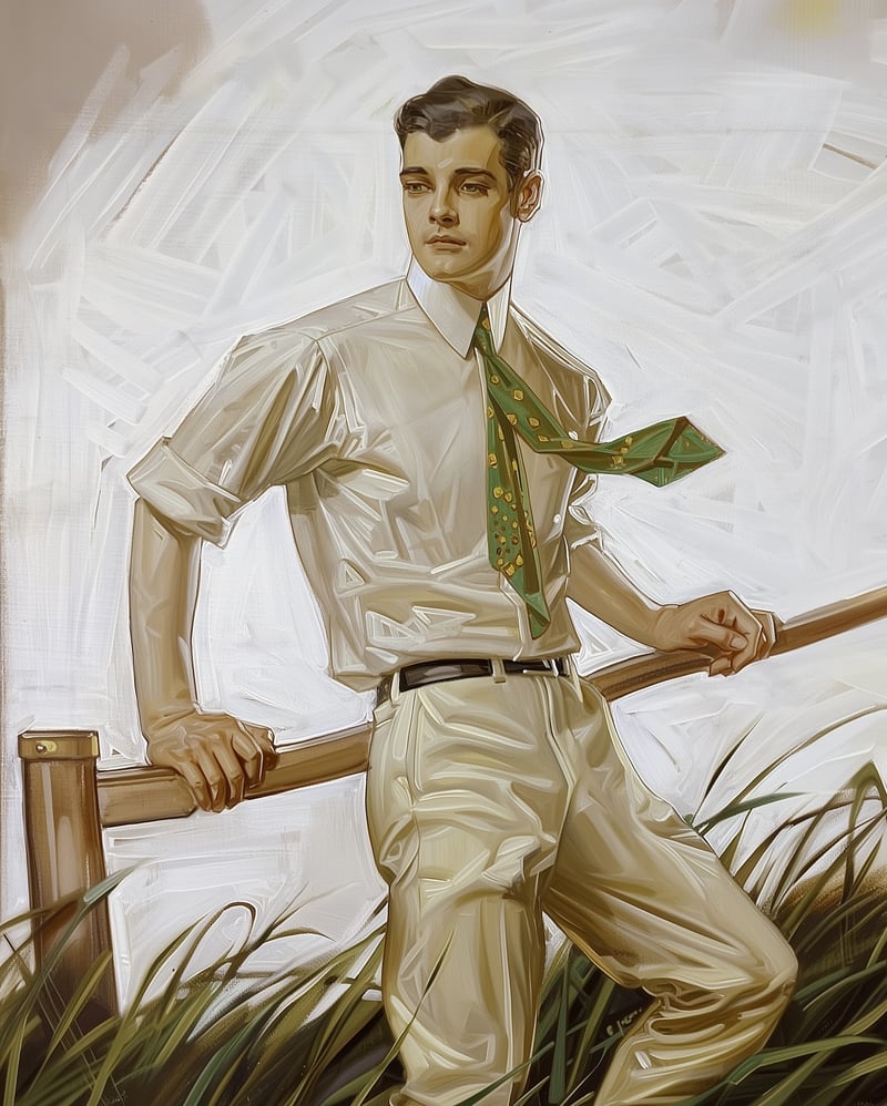 Ilustración de J.C. Leyendecker: detalle que muestra la calidad escultórica de sus figuras, con pincelada suelta pero precisa y una presencia física inusual en el trabajo comercial